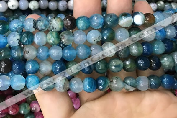 CAA3008 15 inches 8mm faceted round fire crackle agate beads wholesale