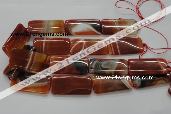 CAA301 15.5 inches 25*50mm rectangle red line agate gemstone beads