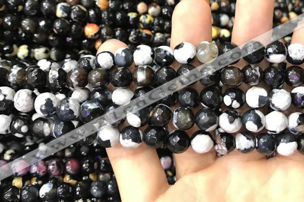 CAA3012 15 inches 8mm faceted round fire crackle agate beads wholesale