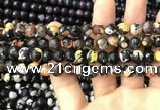 CAA3014 15 inches 8mm faceted round fire crackle agate beads wholesale