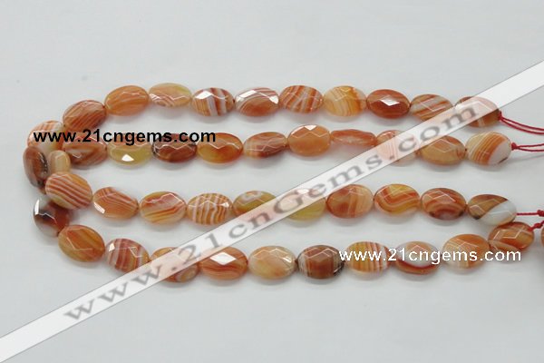 CAA302 15.5 inches 13*18mm faceted oval red line agate beads