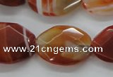 CAA303 15.5 inches 18*25mm faceted oval red line agate beads