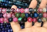 CAA3048 15 inches 10mm faceted round fire crackle agate beads wholesale