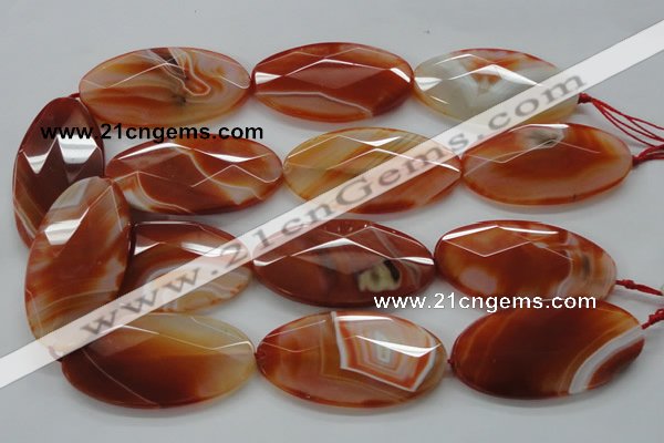 CAA305 15.5 inches 32*52mm faceted oval red line agate beads