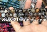 CAA3050 15 inches 10mm faceted round fire crackle agate beads wholesale