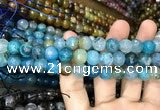 CAA3052 15 inches 10mm faceted round fire crackle agate beads wholesale