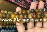 CAA3053 15 inches 10mm faceted round fire crackle agate beads wholesale