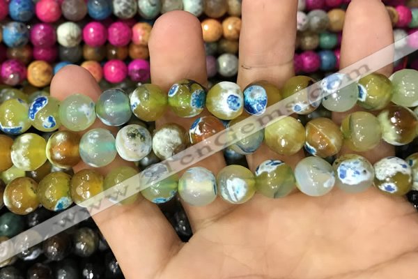 CAA3062 15 inches 10mm faceted round fire crackle agate beads wholesale