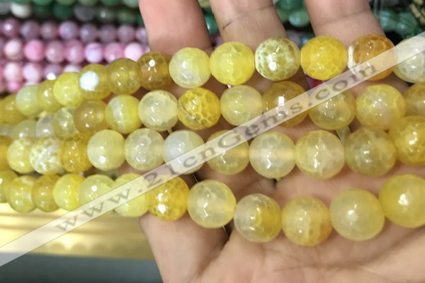 CAA3067 15 inches 10mm faceted round fire crackle agate beads wholesale