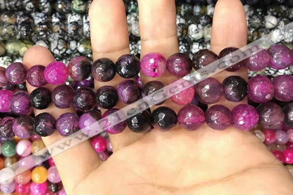 CAA3069 15 inches 10mm faceted round fire crackle agate beads wholesale