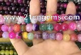 CAA3070 15 inches 10mm faceted round fire crackle agate beads wholesale