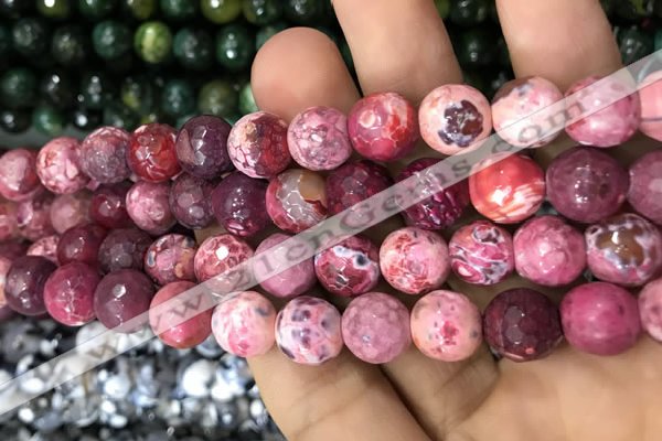 CAA3076 15 inches 10mm faceted round fire crackle agate beads wholesale