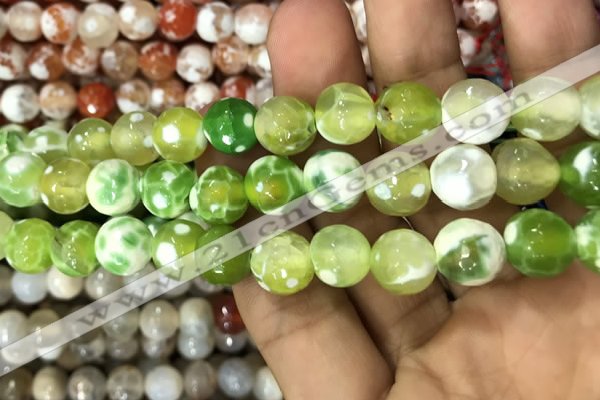 CAA3079 15 inches 10mm faceted round fire crackle agate beads wholesale