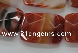 CAA308 15.5 inches 22*30mm faceted rectangle red line agate beads