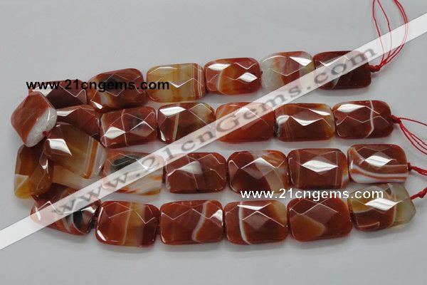 CAA308 15.5 inches 22*30mm faceted rectangle red line agate beads