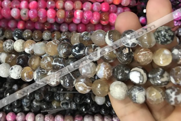 CAA3083 15 inches 10mm faceted round fire crackle agate beads wholesale