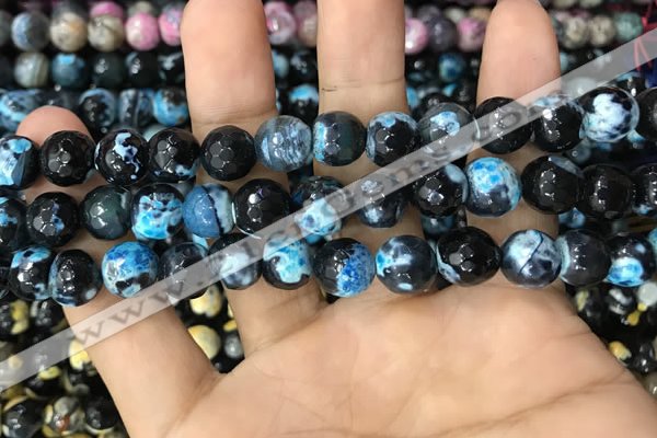 CAA3088 15 inches 10mm faceted round fire crackle agate beads wholesale