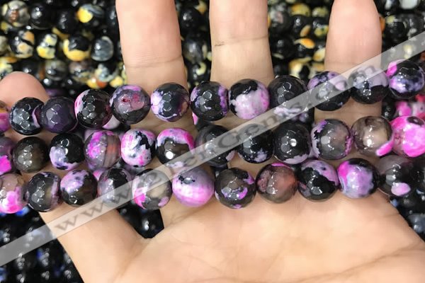 CAA3090 15 inches 10mm faceted round fire crackle agate beads wholesale