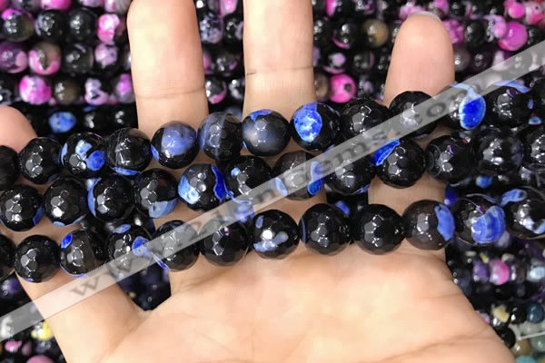 CAA3092 15 inches 10mm faceted round fire crackle agate beads wholesale