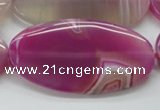 CAA313 15.5 inches 30*60mm oval fuchsia line agate beads