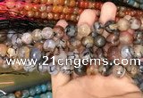 CAA3130 15 inches 12mm faceted round fire crackle agate beads wholesale