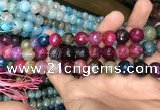 CAA3135 15 inches 12mm faceted round fire crackle agate beads wholesale