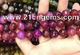 CAA3137 15 inches 12mm faceted round fire crackle agate beads wholesale