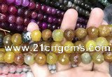 CAA3138 15 inches 12mm faceted round fire crackle agate beads wholesale