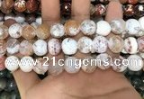 CAA3140 15 inches 12mm faceted round fire crackle agate beads wholesale