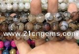 CAA3148 15 inches 12mm faceted round fire crackle agate beads wholesale