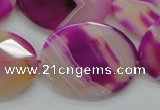 CAA315 15.5 inches 20*26mm faceted oval fuchsia line agate beads