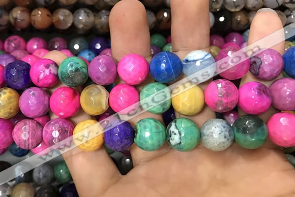 CAA3150 15 inches 12mm faceted round fire crackle agate beads wholesale
