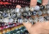 CAA3151 15 inches 12mm faceted round fire crackle agate beads wholesale