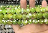 CAA3154 15 inches 12mm faceted round fire crackle agate beads wholesale