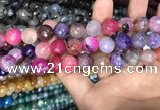 CAA3156 15 inches 12mm faceted round fire crackle agate beads wholesale