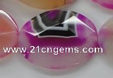 CAA316 15.5 inches 30*40mm faceted oval fuchsia line agate beads