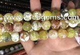 CAA3181 15 inches 14mm faceted round fire crackle agate beads wholesale