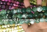 CAA3184 15 inches 14mm faceted round fire crackle agate beads wholesale