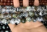 CAA3188 15 inches 14mm faceted round fire crackle agate beads wholesale