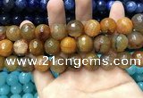 CAA3194 15 inches 14mm faceted round fire crackle agate beads wholesale