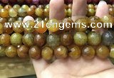 CAA3196 15 inches 14mm faceted round fire crackle agate beads wholesale