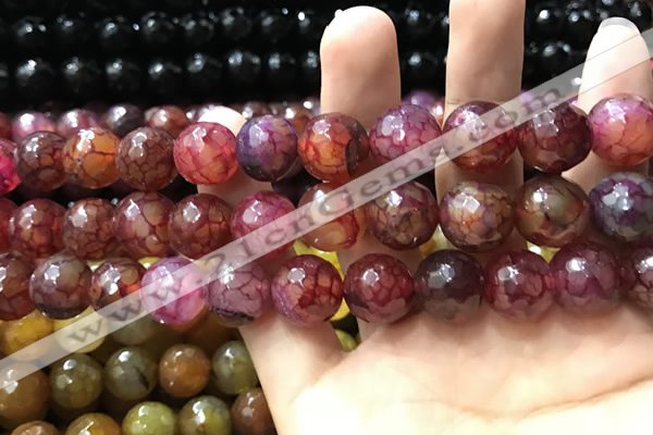 CAA3197 15 inches 14mm faceted round fire crackle agate beads wholesale