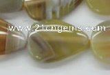 CAA320 15.5 inches 22*32mm flat teardrop yellow line agate beads