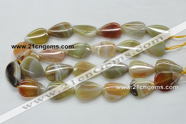 CAA320 15.5 inches 22*32mm flat teardrop yellow line agate beads