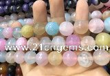 CAA3203 15 inches 14mm faceted round fire crackle agate beads wholesale