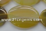 CAA321 15.5 inches 30*40mm oval yellow line agate beads