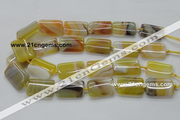 CAA322 15.5 inches 22*32mm rectangle yellow line agate beads