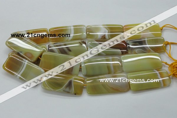 CAA323 15.5 inches 24*50mm rectangle yellow line agate beads