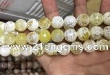 CAA3236 15 inches 16mm faceted round fire crackle agate beads wholesale