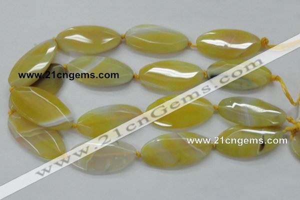 CAA325 15.5 inches 25*50mm faceted marquise yellow line agate beads